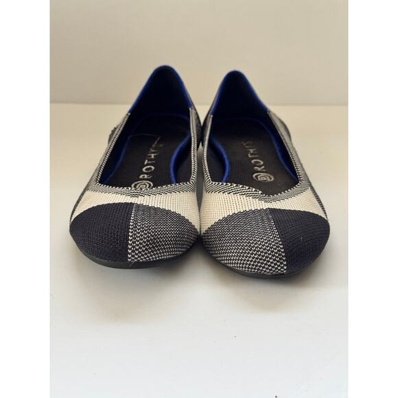 Rothy’s The Point Women’s 7.5 Black Cream Knit Flats Washable Sustainable Shoes - Picture 4 of 5